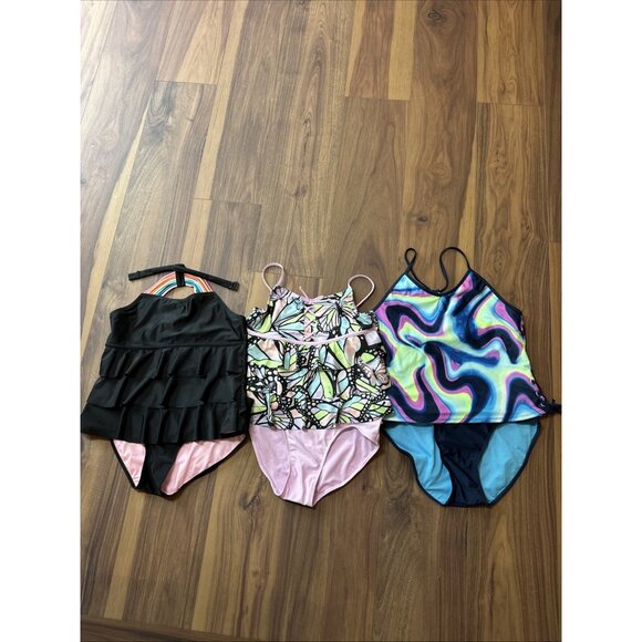 Justice girls swimsuit lot of three Tankini’s Size XL+ 16/18 - Picture 1 of 7
